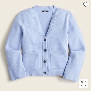 J Crew Size Small Baby Blue Cinched Waist Boxy Button Front Cardigan